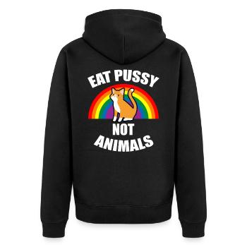 Vegetarier Tiere - Unisex Premium Bio Zip Hoodie - Schwarz - Hinten - Nico (187cm)