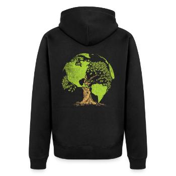 Earth Day Planet - Unisex Premium Bio Zip Hoodie - Schwarz - Hinten - Nico (187cm)