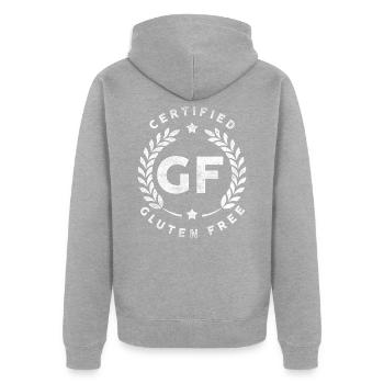 Sans gluten - Veste à capuche bio Premium Unisexe - gris chiné - Dos - Nico (187cm)