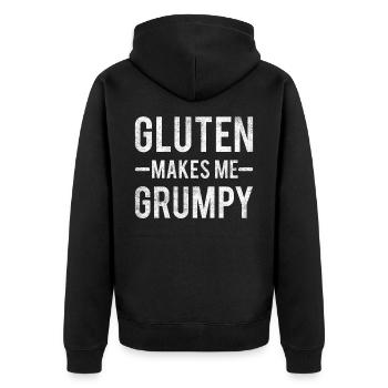 Glutenfrei Gluten - Unisex Premium Bio Zip Hoodie - Schwarz - Hinten - Nico (187cm)