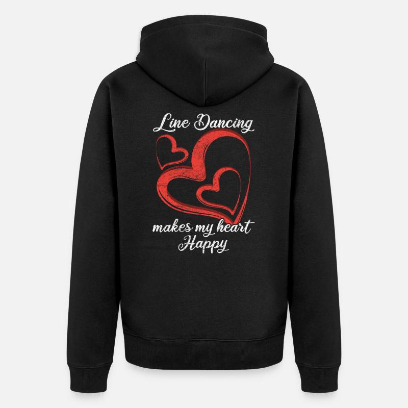 Linedance Herz - Unisex Premium Bio Zip Hoodie - Schwarz