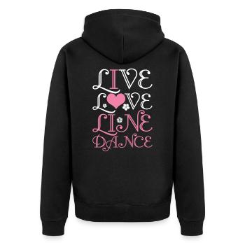 Linedance - Unisex Premium Bio Zip Hoodie - Schwarz - Hinten - Nico (187cm)