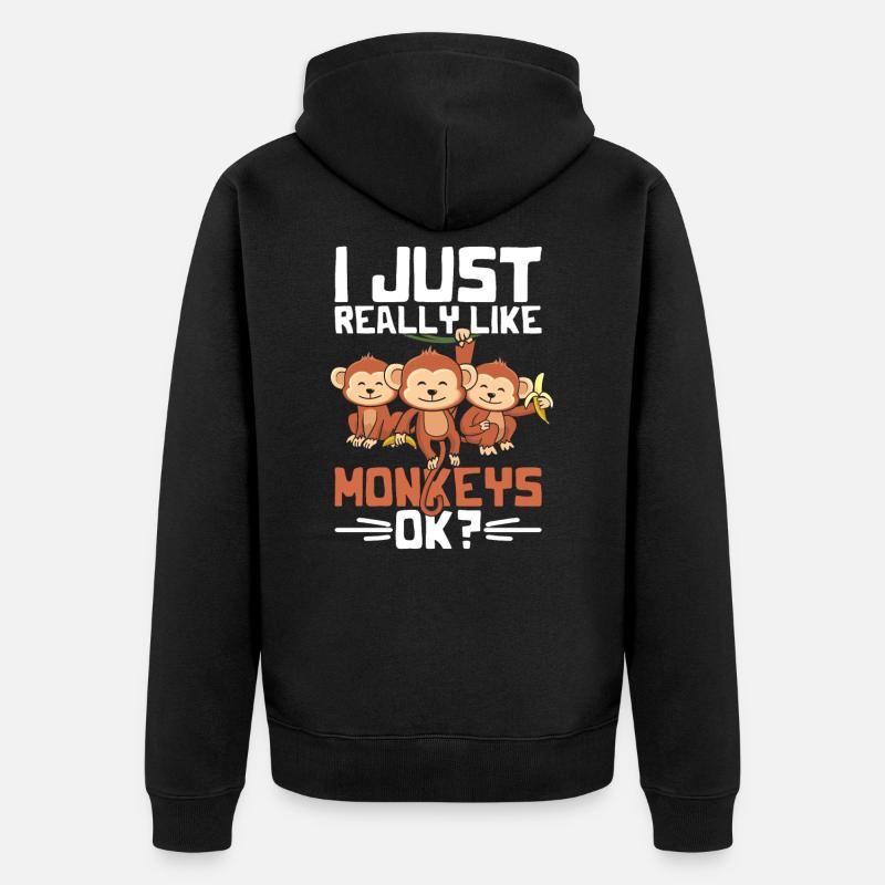 Affe Tiere - Unisex Premium Bio Zip Hoodie - Schwarz