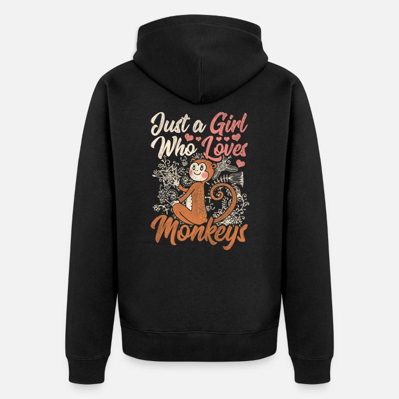 Monkey monkey - Unisex Premium Organic Zip Hoodie - black