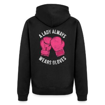 Muay Thai - Unisex Premium Bio Zip Hoodie - Schwarz - Hinten - Nico (187cm)