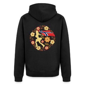 Norway Oslo - Unisex Premium Organic Zip Hoodie - black - Back - Nico (187cm)
