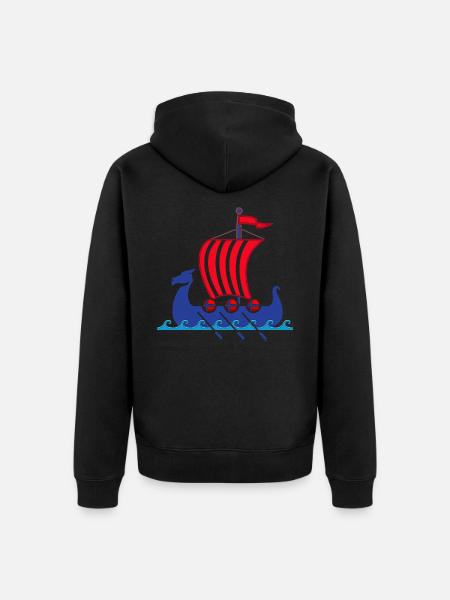 Wikinger Norwegen - Unisex Premium Bio Zip Hoodie - Schwarz