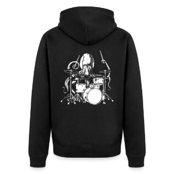 Octopus drums - Unisex Premium Organic Zip Hoodie - black - Back - Nico (187cm)
