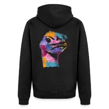 Strauß - Unisex Premium Bio Zip Hoodie - Schwarz - Hinten - Nico (187cm)