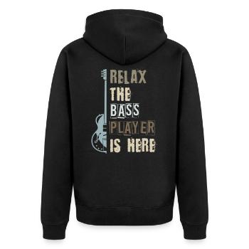 Joueur de basse de guitare basse - Veste à capuche bio Premium Unisexe - noir - Dos - Nico (187cm)