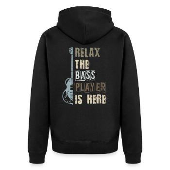Bassgitarre - Unisex Premium Bio Zip Hoodie - Schwarz - Hinten - Nico (187cm)