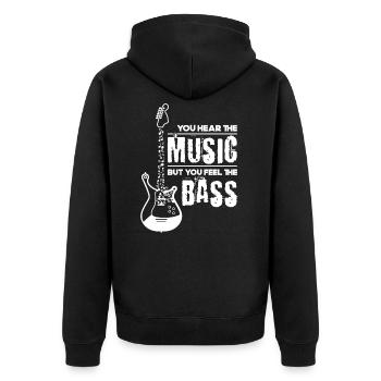 Bassgitarre Musik - Unisex Premium Bio Zip Hoodie - Schwarz - Hinten - Nico (187cm)