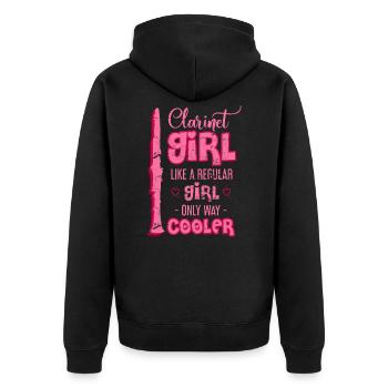 Klarinette - Unisex Premium Bio Zip Hoodie - Schwarz - Hinten - Nico (187cm)