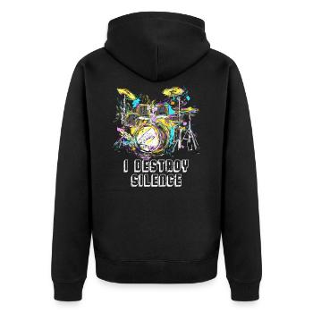 Schlagzeug Schlagzeuger - Unisex Premium Bio Zip Hoodie - Schwarz - Hinten - Nico (187cm)
