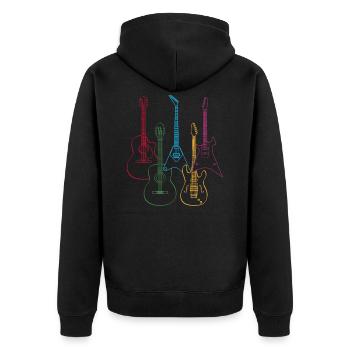 Gitarre Musiker Musik - Unisex Premium Bio Zip Hoodie - Schwarz - Hinten - Nico (187cm)