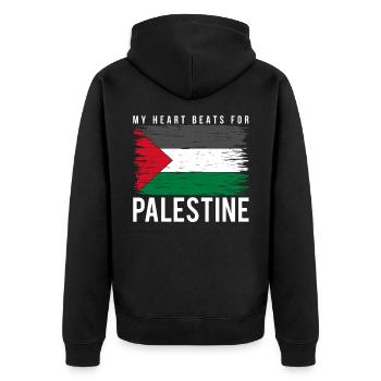 Palestine independence - Unisex Premium Organic Zip Hoodie - black - Back - Nico (187cm)