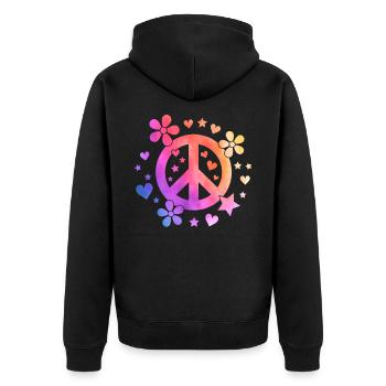 Peace marijuana - Unisex Premium Organic Zip Hoodie - black - Back - Nico (187cm)