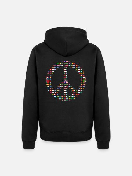Peace sign war - Unisex Premium Organic Zip Hoodie - black