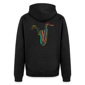 Musique jazz saxophone - Veste à capuche bio Premium Unisexe - noir - Dos - Nico (187cm)
