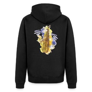 Musique de saxophone - Veste à capuche bio Premium Unisexe - noir - Dos - Nico (187cm)