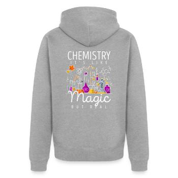 chemie - Unisex Premium Bio Zip Hoodie - Grau meliert - Hinten - Nico (187cm)