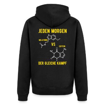 chemie - Unisex Premium Bio Zip Hoodie - Schwarz - Hinten - Nico (187cm)