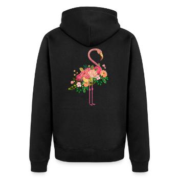 Flamingo bird - Unisex Premium Organic Zip Hoodie - black - Back - Nico (187cm)