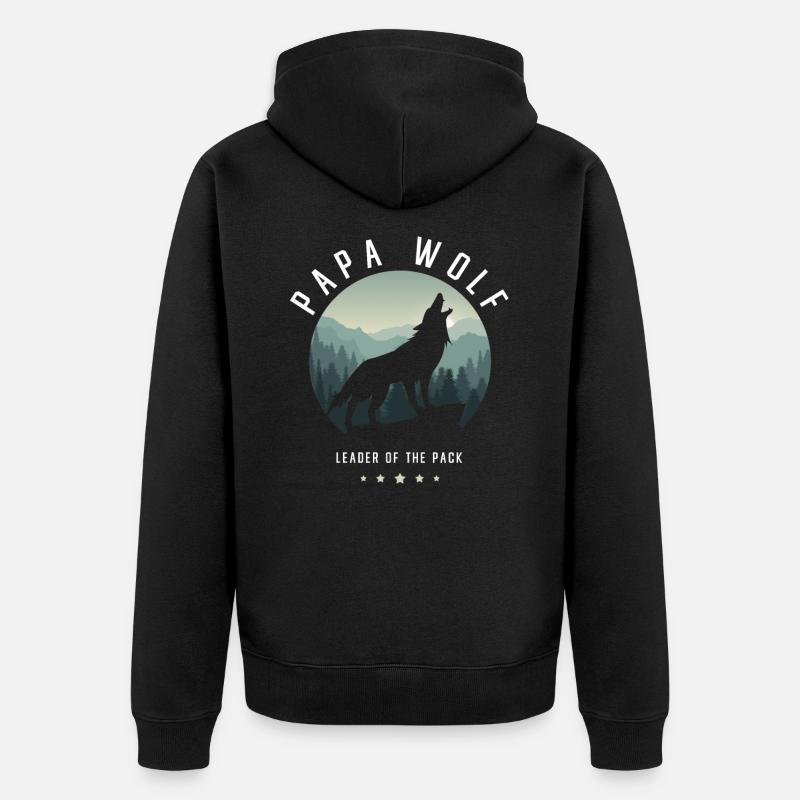 Wolf - Unisex Premium Bio Zip Hoodie - Schwarz