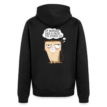 Chat fatigué drôle disant parodie humour sarcasme - Veste à capuche bio Premium Unisexe - noir - Dos - Nico (187cm)