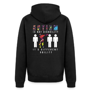autism - Unisex Premium Organic Zip Hoodie - black - Back - Nico (187cm)