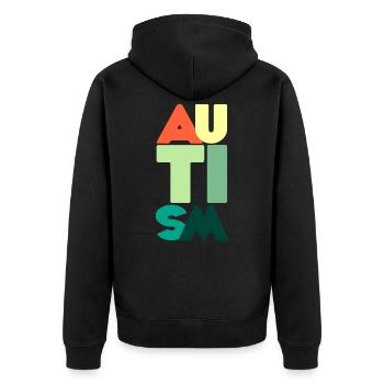 Autismus - Unisex Premium Bio Zip Hoodie - Schwarz - Hinten - Nico (187cm)