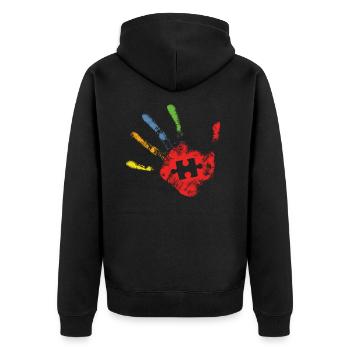 autism - Unisex Premium Organic Zip Hoodie - black - Back - Nico (187cm)