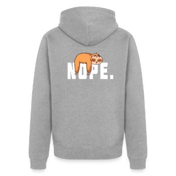 Nope Not Today Sweet Sleeping Sloth Sloth - Unisex Premium Organic Zip Hoodie - heather grey - Back - Nico (187cm)