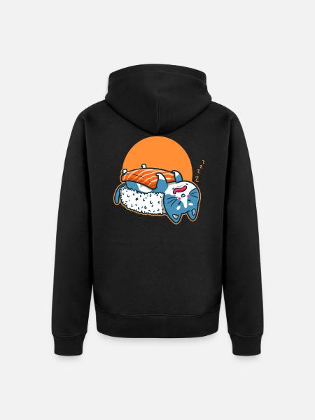 Sushi cat cat anime kawaii cats japan gift - Unisex Premium Organic Zip Hoodie - black