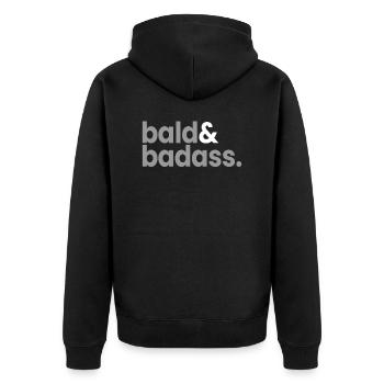 Bald & Badass chauve cheveux chauves - Veste à capuche bio Premium Unisexe - noir - Dos - Nico (187cm)