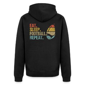 Eat Sleep Football Repeat Rugby Vintage Retro - Unisex Premium Bio Zip Hoodie - Schwarz - Hinten - Nico (187cm)