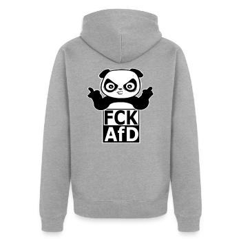 Panda - FCK AfD - Veste à capuche bio Premium Unisexe - gris chiné - Dos - Nico (187cm)