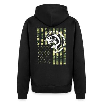 Fishing angler USA - Unisex Premium Organic Zip Hoodie - black - Back - Nico (187cm)