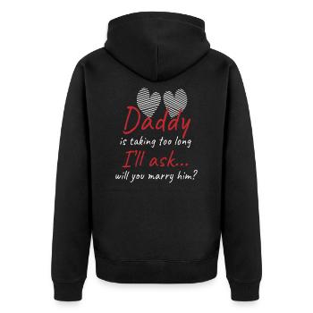 Papa braucht zu lange Hochzeit Antrag - Unisex Premium Bio Zip Hoodie - Schwarz - Hinten - Nico (187cm)