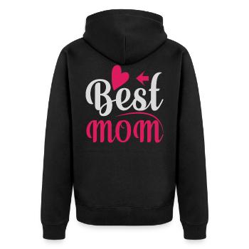 Best Mom - Unisex Premium Bio Zip Hoodie - Schwarz - Hinten - Nico (187cm)