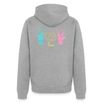 Peace love harmony - Unisex Premium Organic Zip Hoodie - heather grey - Back - Nico (187cm)