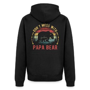 Don't Mess With Papa Bear Vatertag Lustig Geschenk - Unisex Premium Bio Zip Hoodie - Schwarz - Hinten - Nico (187cm)