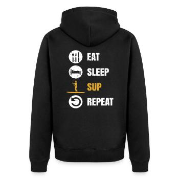 Eat Sleep SUP Repeat Stand Up Paddle - Unisex Premium Organic Zip Hoodie - black - Back - Nico (187cm)