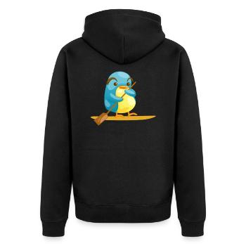 Stand Up Paddle Pinguin SUP Sport Surfer - Unisex Premium Bio Zip Hoodie - Schwarz - Hinten - Nico (187cm)