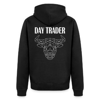 Börse Aktie Day Trader mit Bullenkopf - Unisex Premium Bio Zip Hoodie - Schwarz - Hinten - Nico (187cm)