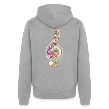 Clef Musique classique - Veste à capuche bio Premium Unisexe - gris chiné - Dos - Nico (187cm)