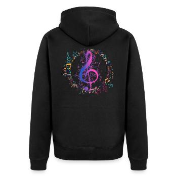Notenschlüssel Musik Bassschlüssel - Unisex Premium Bio Zip Hoodie - Schwarz - Hinten - Nico (187cm)