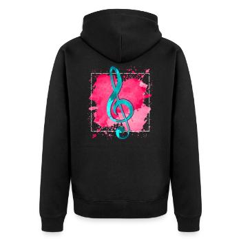clef - Unisex Premium Organic Zip Hoodie - black - Back - Nico (187cm)