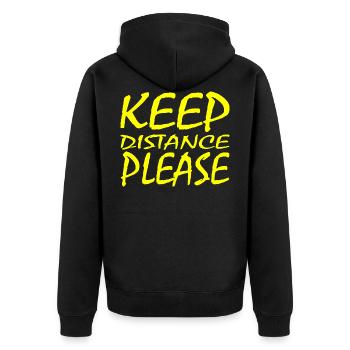social distancing - Unisex Premium Bio Zip Hoodie - Schwarz - Hinten - Nico (187cm)