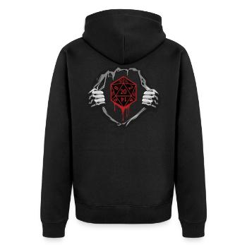 RPG Dice D20 W20 in the chest RPG - Unisex Premium Organic Zip Hoodie - black - Back - Nico (187cm)